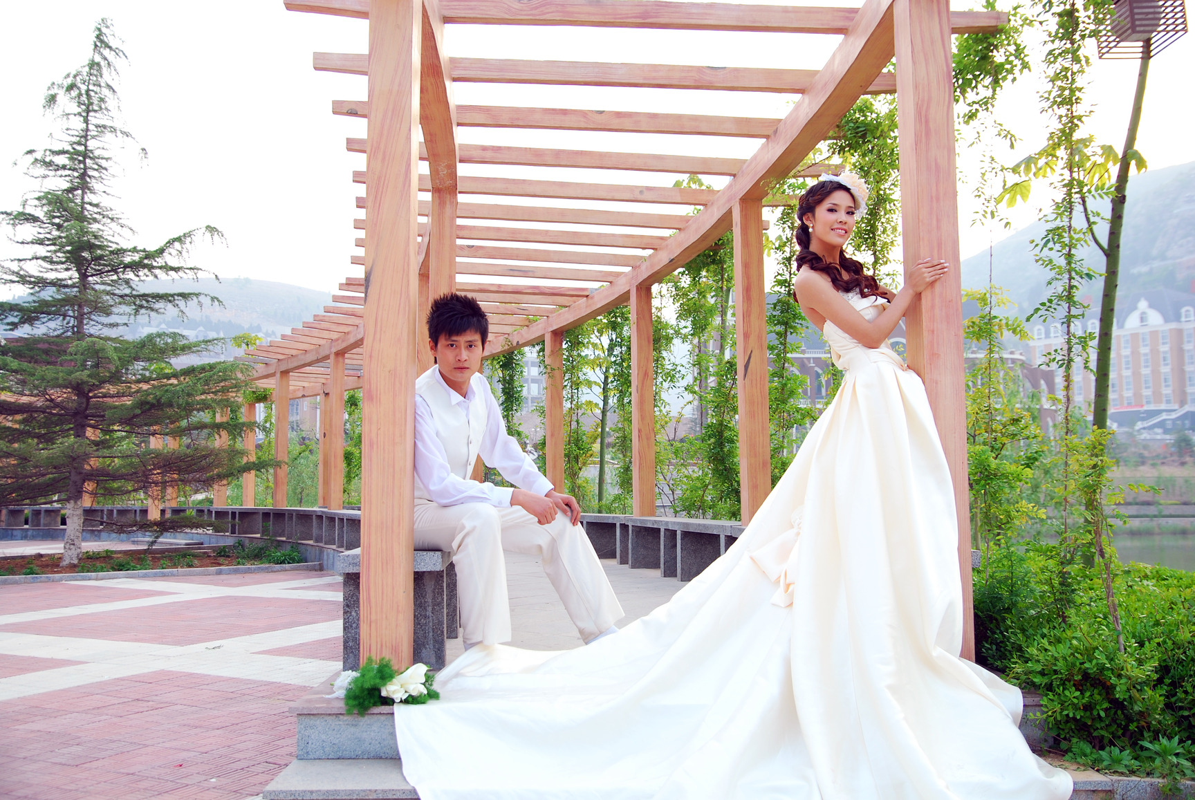 A Beautiful Bride and Groom Awaiting Ceremony